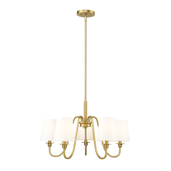 Z-Lite Gianna Chandelier, 5-Light, 26 In.W x 15.75 In.H, Modern Gold/White 7509-5-26MGLD - main
